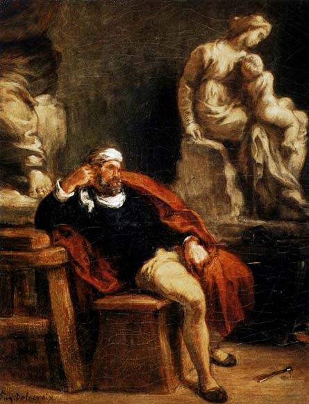 Eugene Delacroix Michelangelo in his Studio